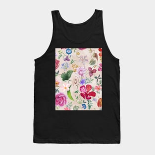 Various flowers seamless watercolor pattern. Spring blooming garden. Different wildflowers blossom. Colorful summer floral composition Tank Top